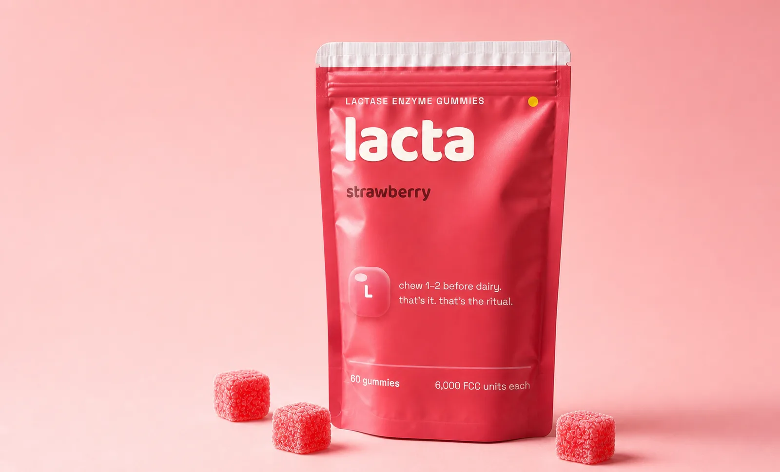 Strawberry pouch on pink